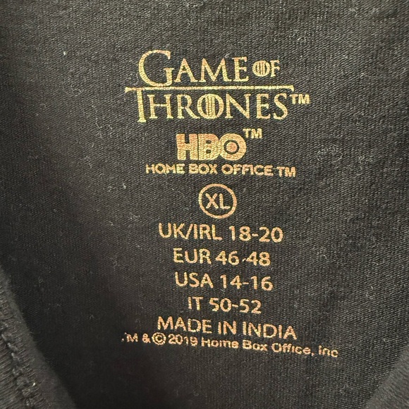 Primark Black Game of Thrones Pajama Top Size- XL - Picture 4 of 4